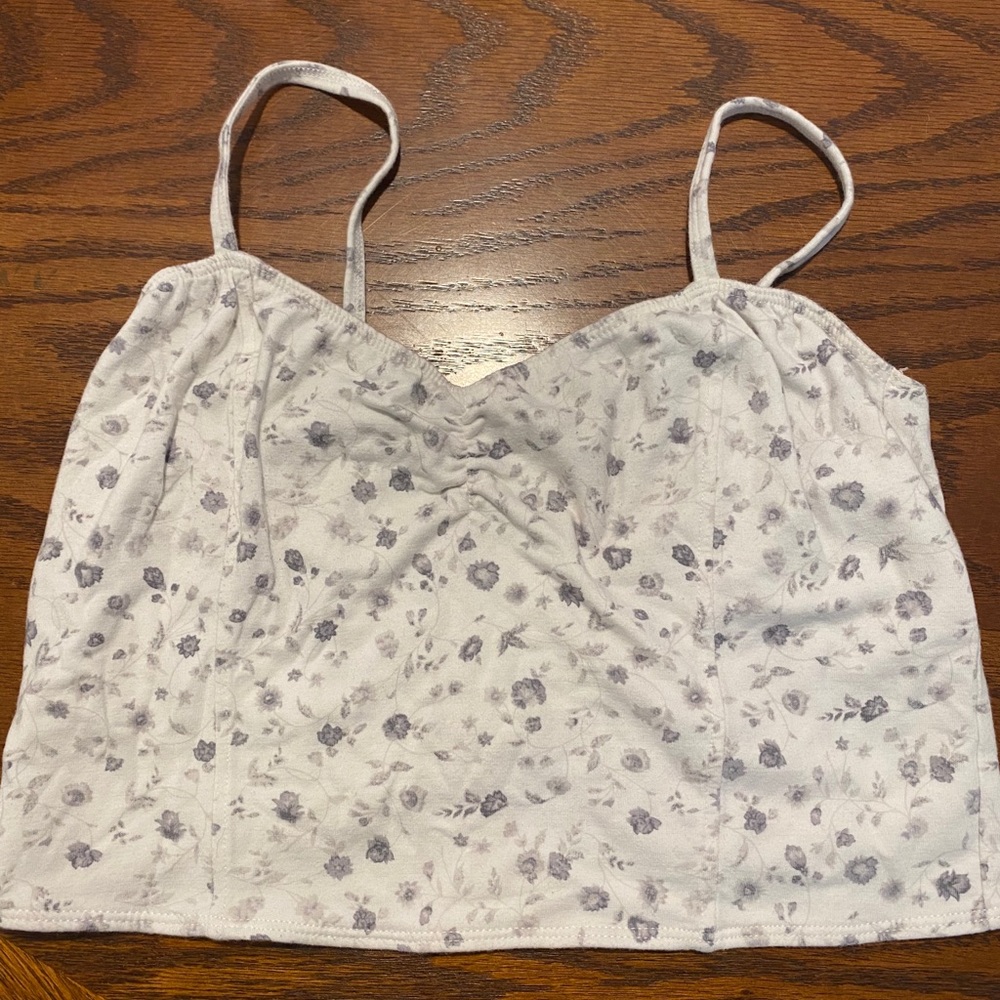 White floral Abercrombie tank top
